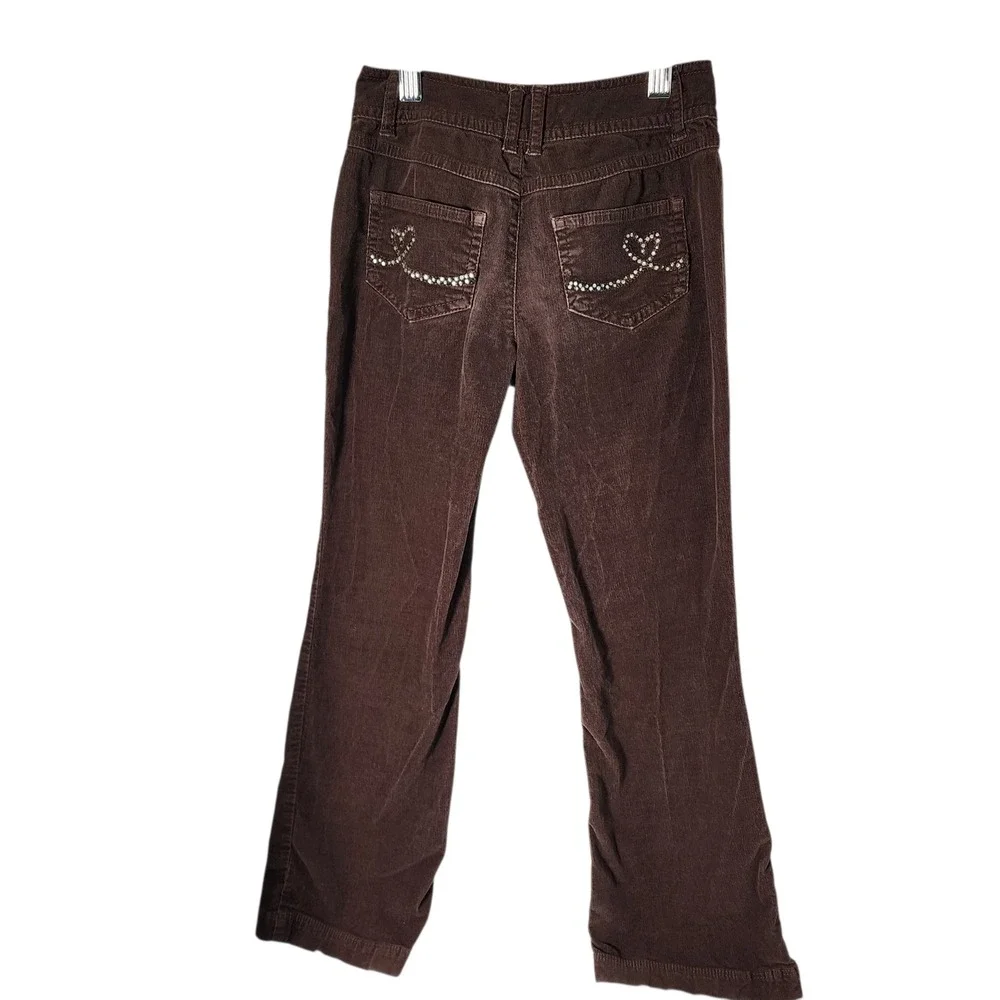 Justice Corduroy‎ Sparkle Heart Flair Pants Brown Size 8 Slim Girls